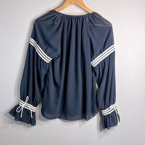 J. Crew Flutter Cuff Chiffon Peasant Top size S NWT - Picture 7 of 7